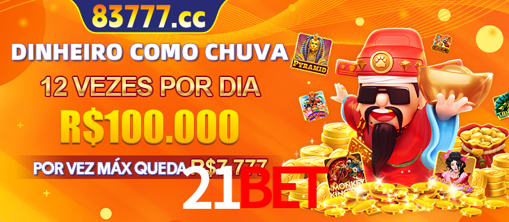 Banner do programa de recompensas Recomende para amigos do 21bet, detalhando os bônus por convidar amigos, com prêmios que chegam a R$288.888.